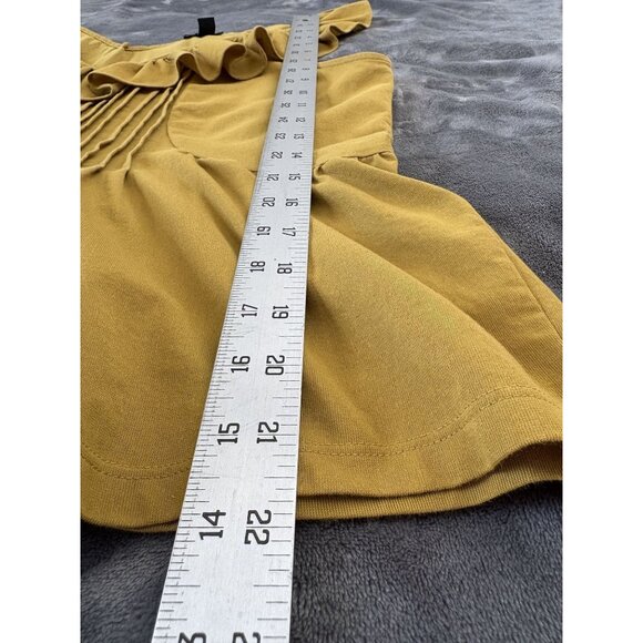 Ann Taylor Women's Sleeveless Ruffled Top M Mustard Yellow Classic Feminine - Picture 8 of 8